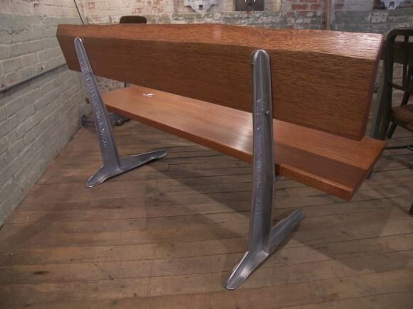 Mahogany & Polished Aluminum Bench