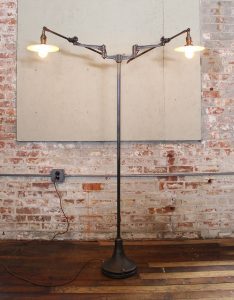 Double Arm Milk Glass Floor Lamp