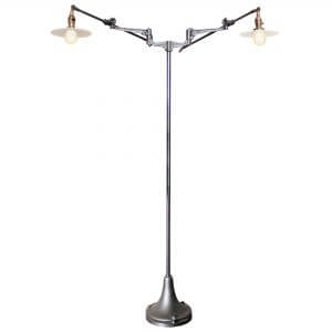 O.C. White Double-Arm Floor Lamp with Milk Glass Shades