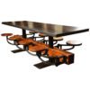 8 swing out seat steel-top communal table