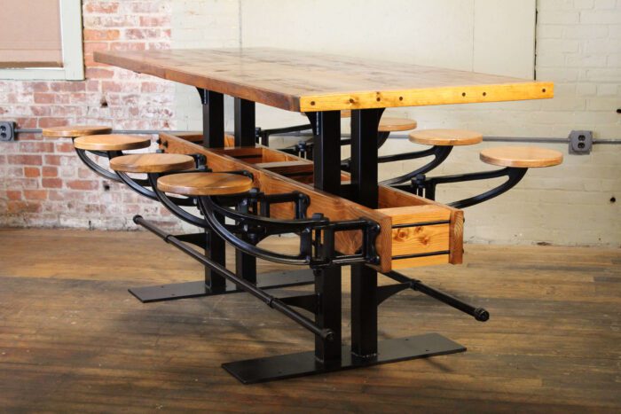 Bar-Height Pub Table with Swing-Out Seats