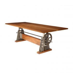 The Original Crank-Up Table Base with Book-Matched Walnut Top