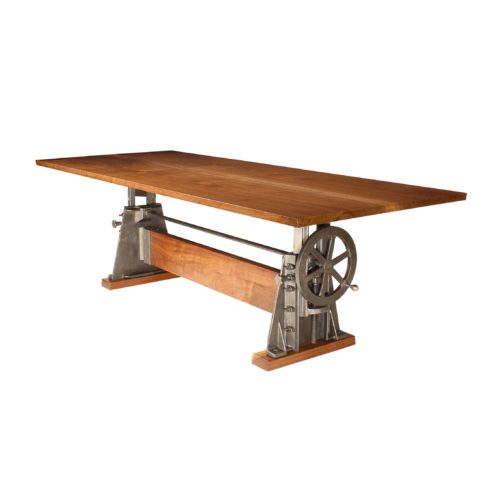 Book-Matched Black Walnut Industrial Crank Table