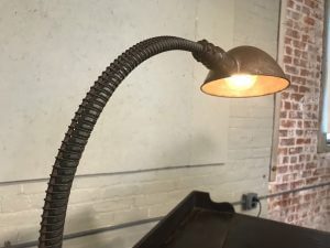 Vintage Industrial Desk with Lamp