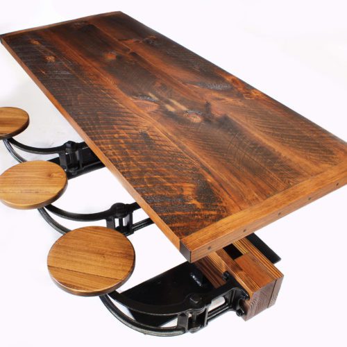 Industrial Swing out Seat Dining Table