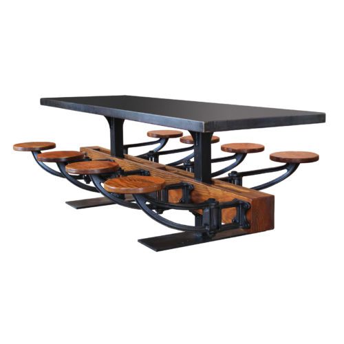 Steel Top Swing-Out Seat Industrial Table