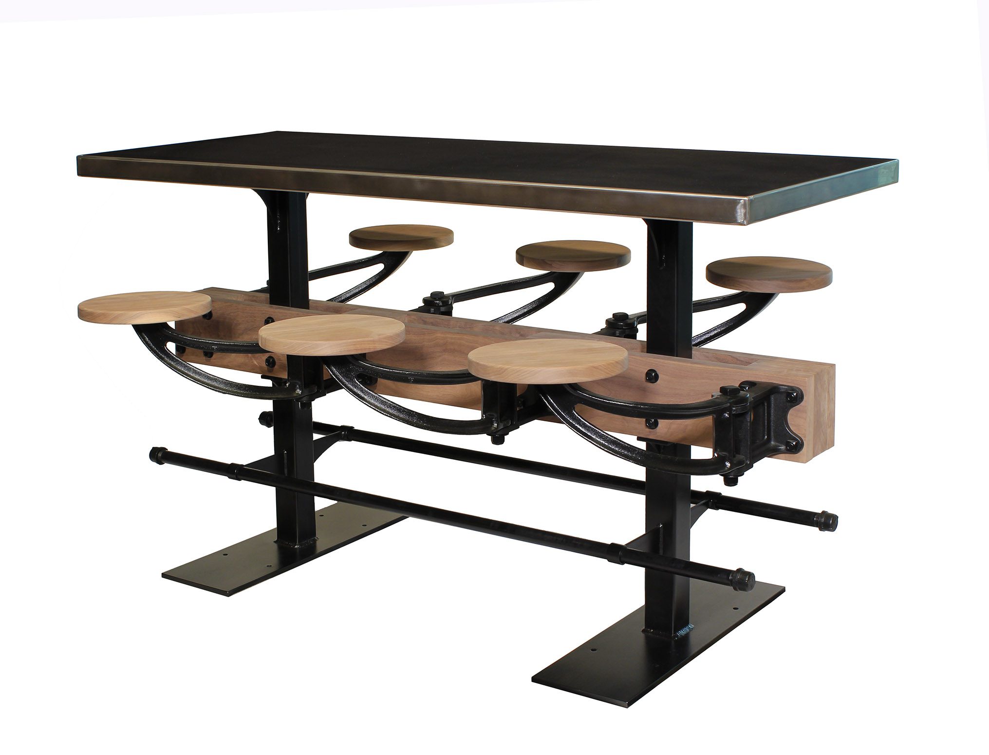 Industrial Wood Bar Bistro Table Vintage Coffee Table Height Adjustable R7B8 