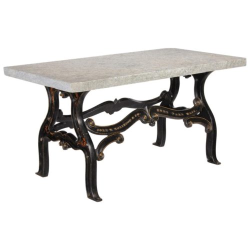 Vintage Industrial Granite & Cast Iron Table