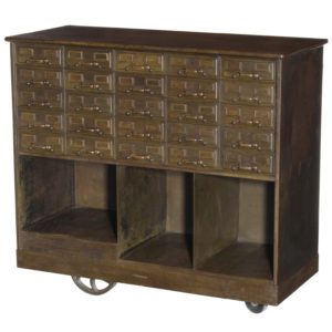 Vintage Industrial Rolling Steel Cabinet By Office Bank & Liberty Co.