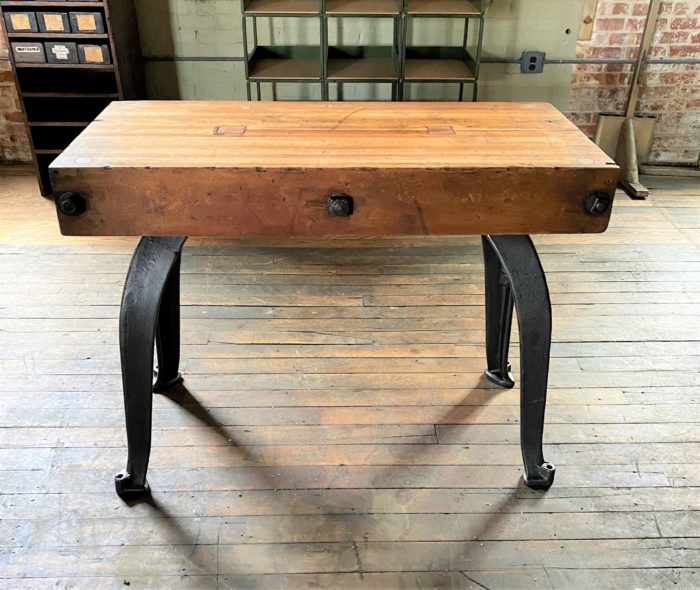 Maple and Cast Iron Leg Worktable / Island #1 - SOLD - Vintage ...