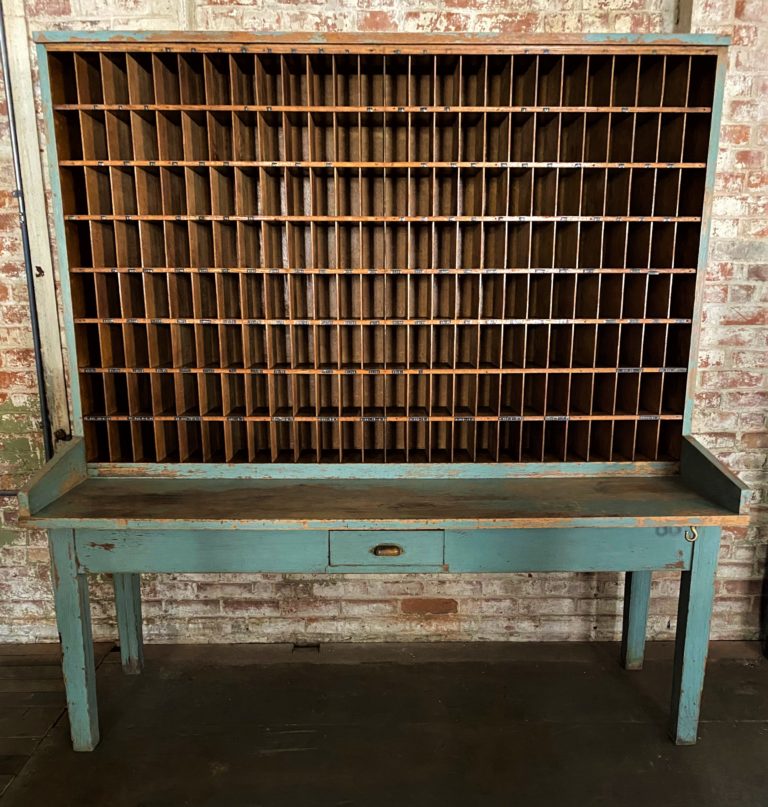 Antique Wood Postal Sorting Desk SOLD Vintage Industrial by Get