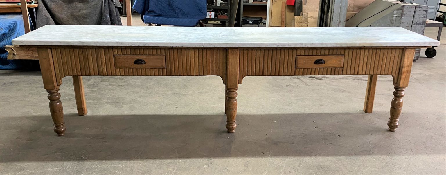 Marble Bakery Store Table Vintage Industrial by Get Back, Inc