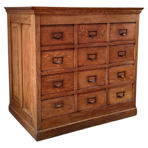 Vintage Multi-Drawer Oak Apothecary Cabinet