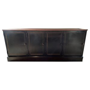 Vintage Industrial Steel & Walnut Credenza with Brass Hardware