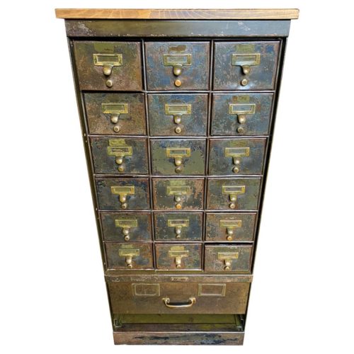 Vintage Industrial Single Multi-Drawer Card Cabinet