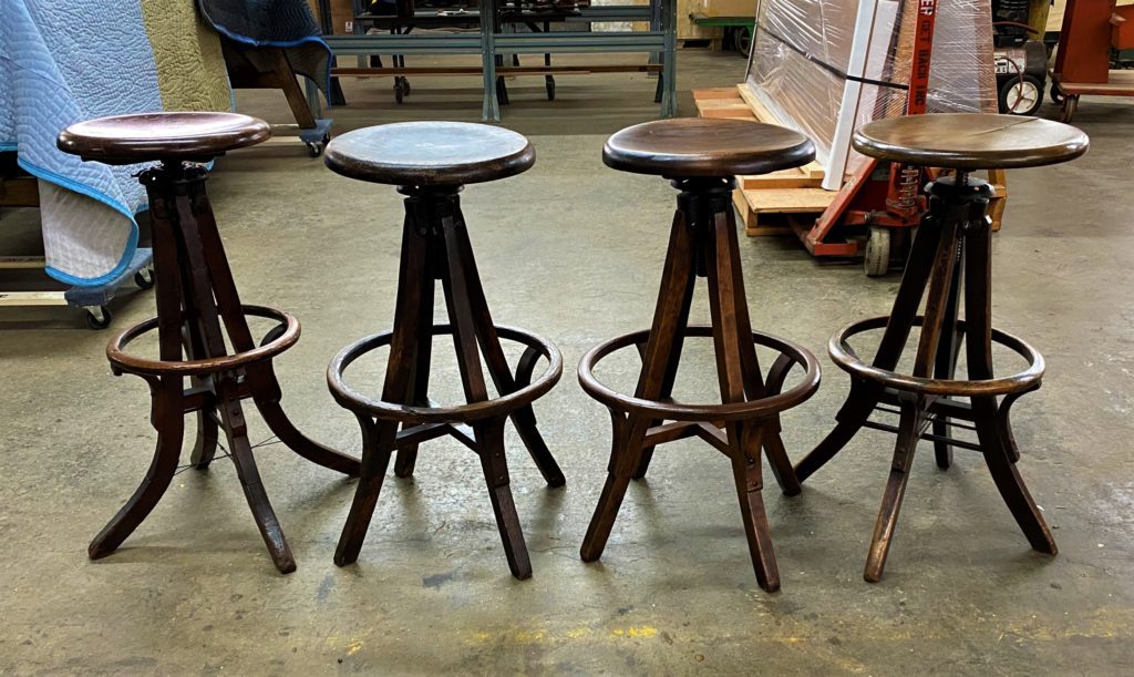 Antique Wooden Drafting Stools - SOLD - Vintage Industrial by Get Back, Inc