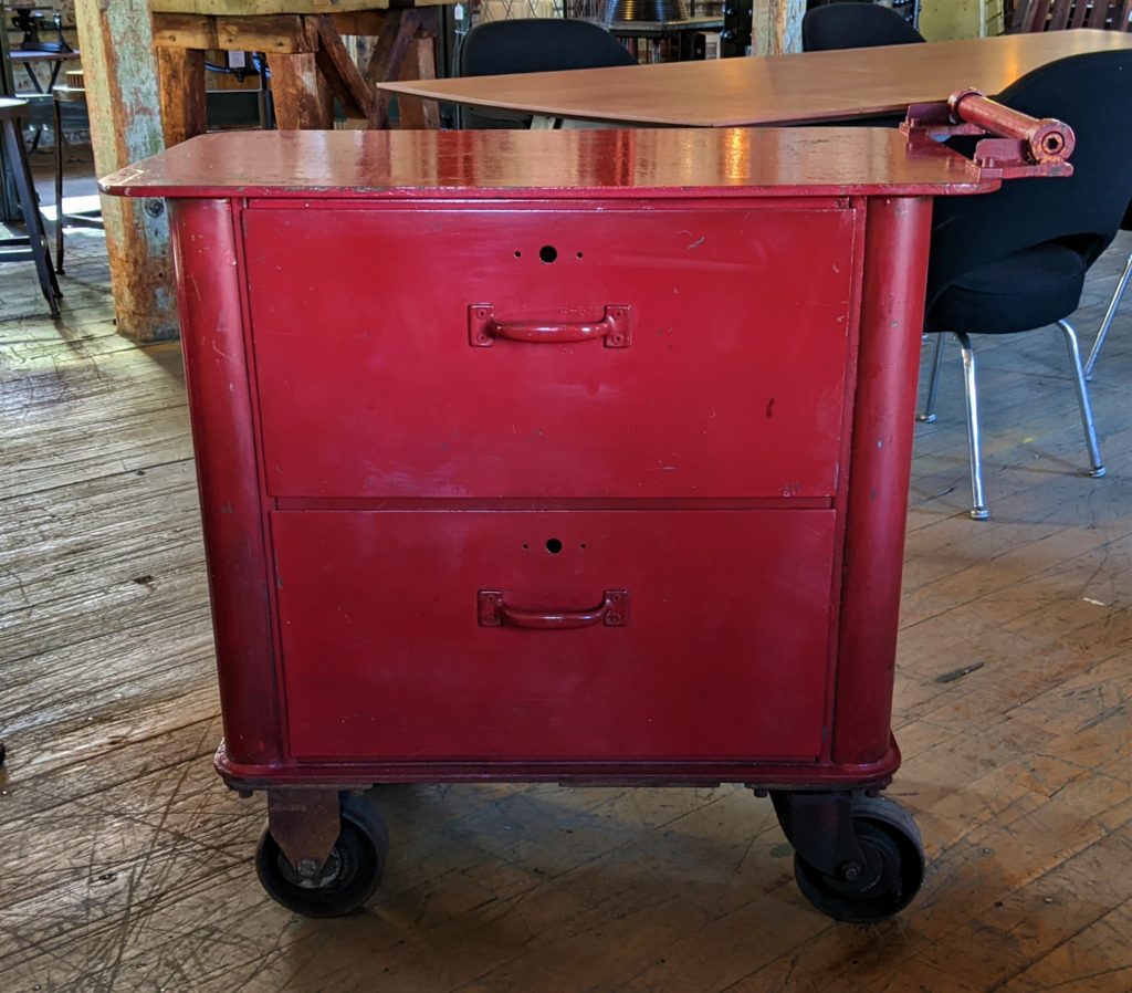 Industrial Red Bar Cart SOLD Vintage Industrial by Get Back, Inc