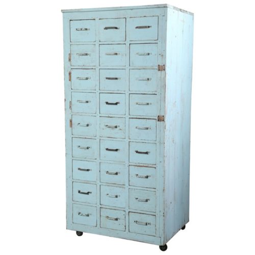 Vintage Multi-Drawer Rolling Apothecary Cabinet