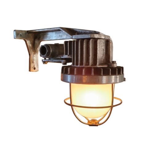 Vintage Industrial Explosion-Proof Wall Sconce With Frosted Glass