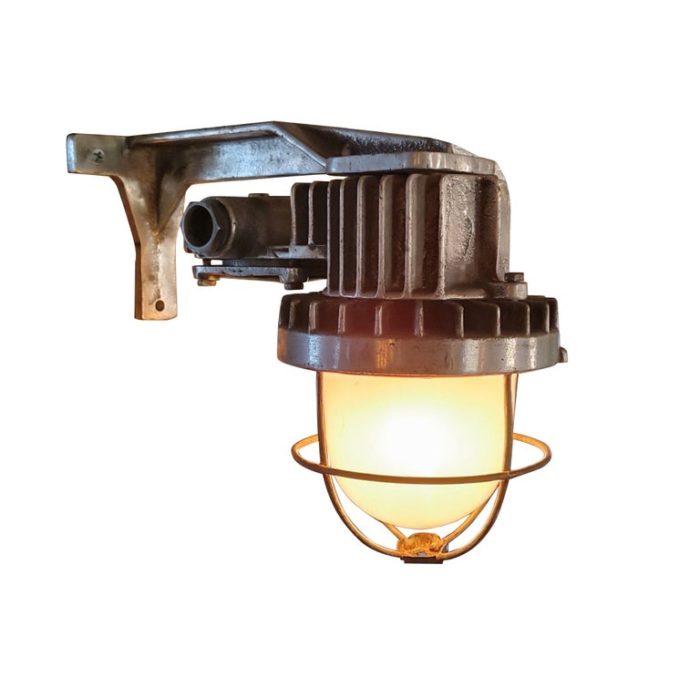 Vintage Industrial Explosion-Proof Wall Sconce With Frosted Glass