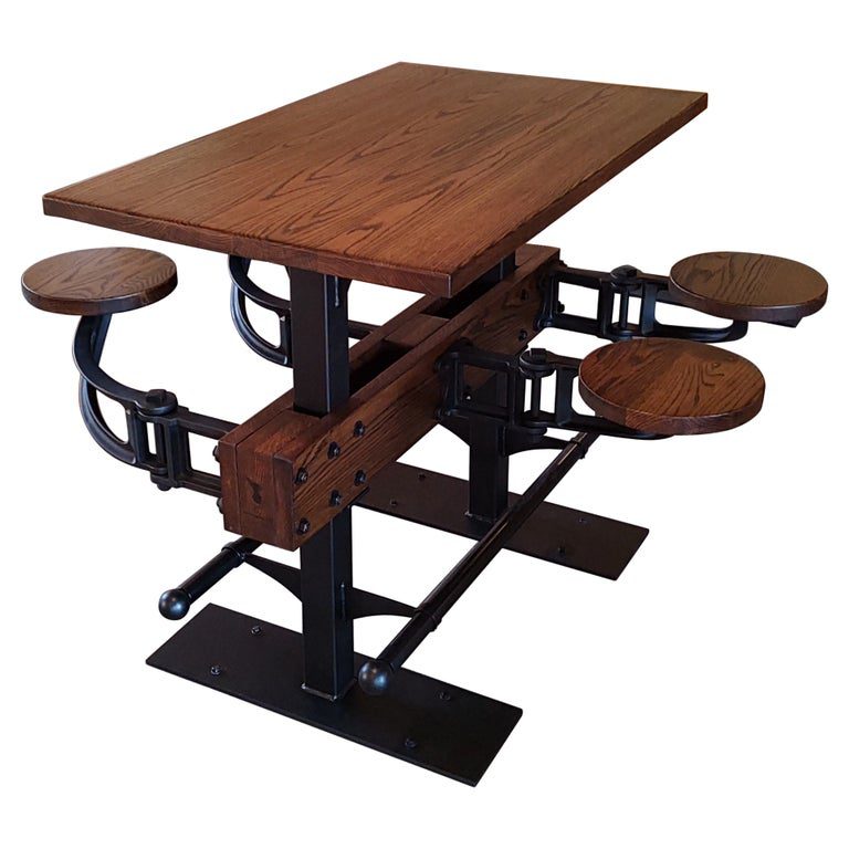 The Original Swing-Out Seat Table - Bar Height in Red Oak