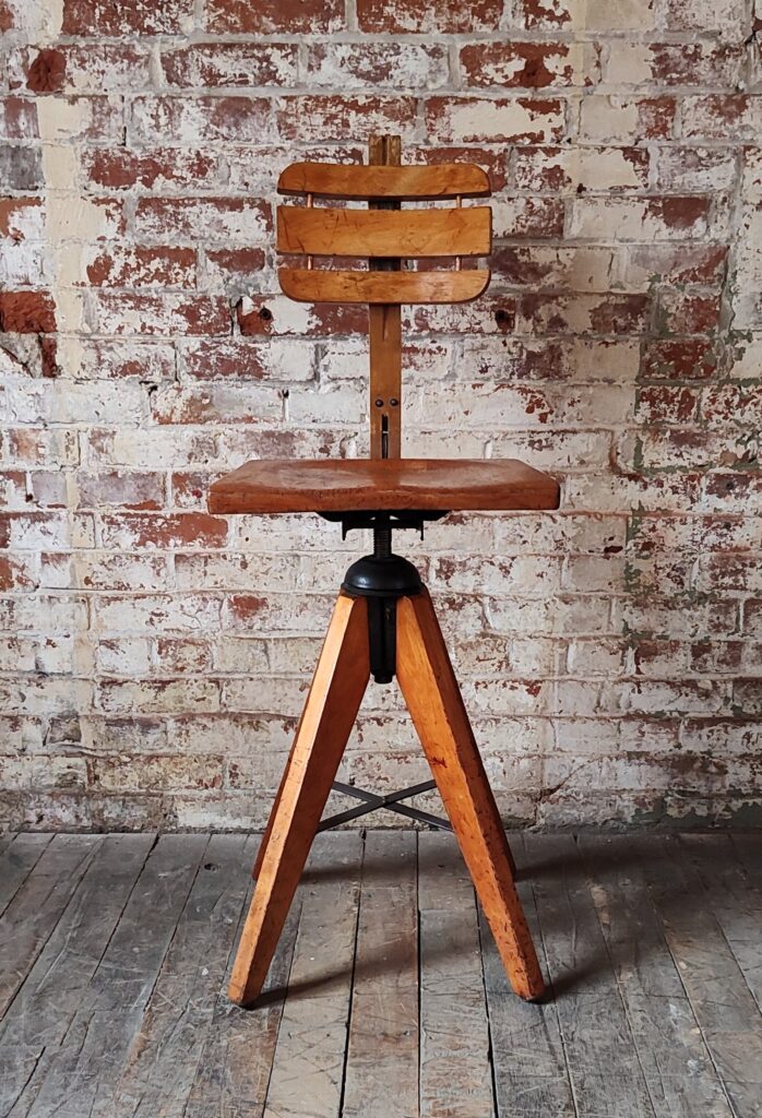 Antique Drafting Stool by Cook of Cambridge, MA - Vintage Industrial by
