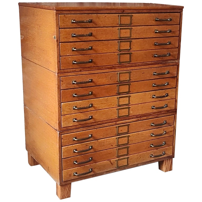 Vintage Oak Blueprint / Flat File Cabinet