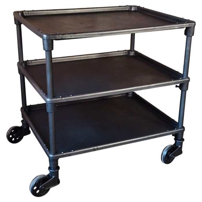 Vintage Industrial Three-Tier Rolling Bar Cart