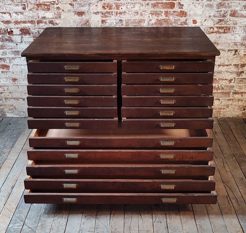 Vintage Double Stack Flat File with Brass Handles - SOLD - Vintage ...