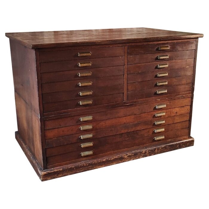 Vintage Double Stack Flat File with Brass Handles