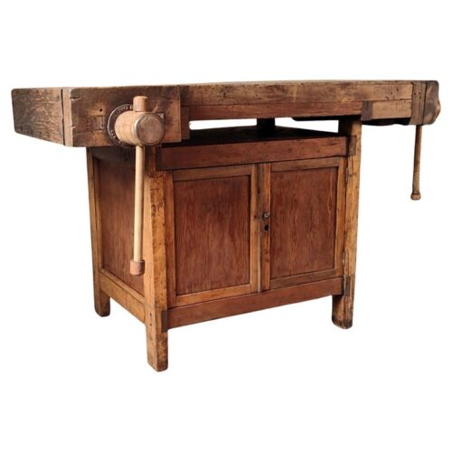 Vintage Industrial Carpenter's Workbench / Storage Cabinet