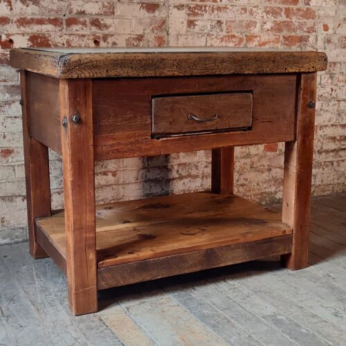 Vintage Marble Top Display Table / Kitchen Island