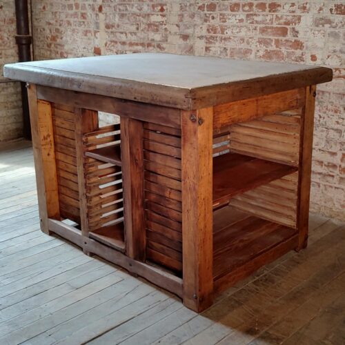 Vintage Marble Top Island / Storage Cabinet