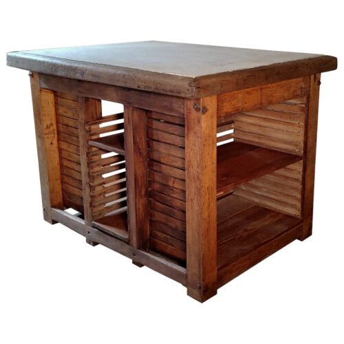 Vintage Marble Top Island / Storage Cabinet