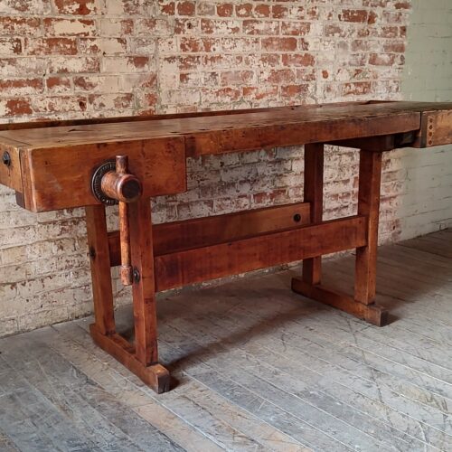 Antique Carpenter's Workbench with 2 Vises