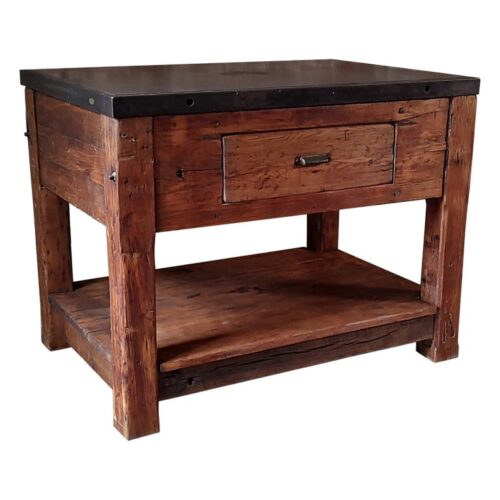 Vintage Steel Top Freestanding Display Table / Kitchen Prep Station