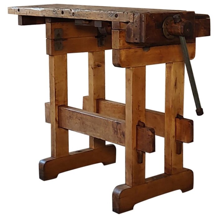 Vintage Carpenter's Workbench / Table with Vise