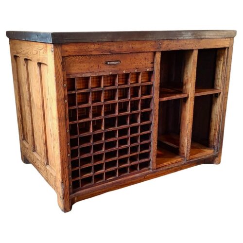 Vintage Imposing Table & Kitchen Island with Steel Top