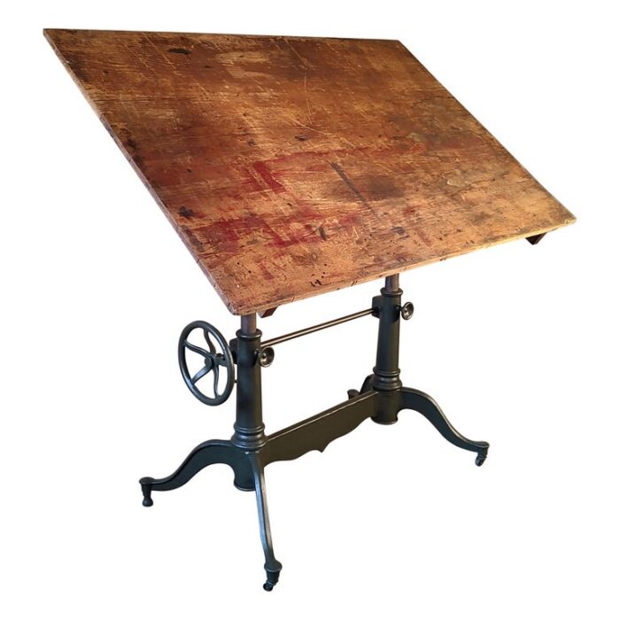 Antique Cast Iron Drafting Table by Dietzgen