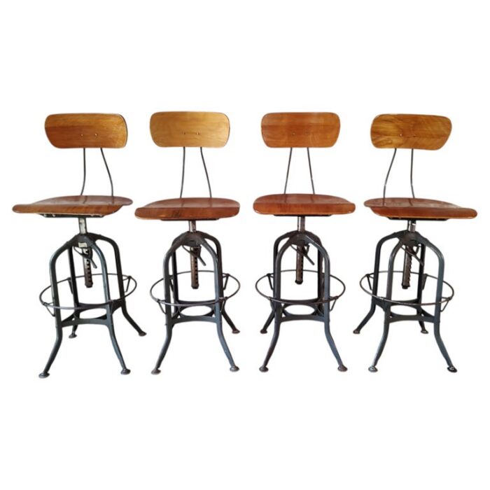 Set of Four Antique Adjustable Bar Stools