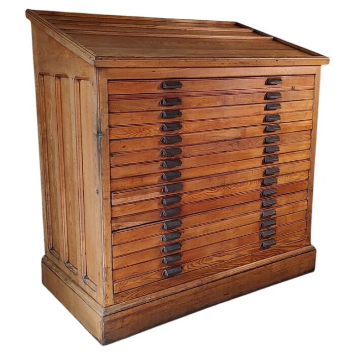 Antique Multi-Drawer Cabinet with Angled Top