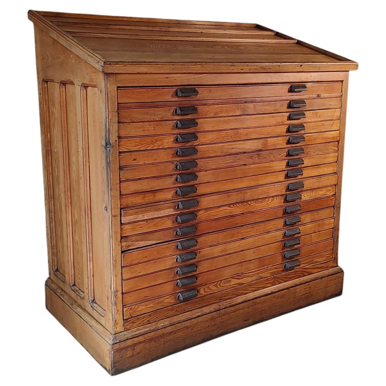Antique Multi-Drawer Cabinet with Angled Top