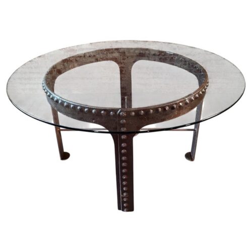 Vintage Industrial Round Steel Table Base