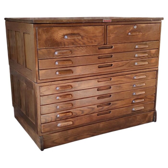 Antique Double Stack Wood Flat File