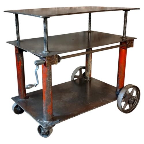 Antique Adjustable Rolling Bar Cart
