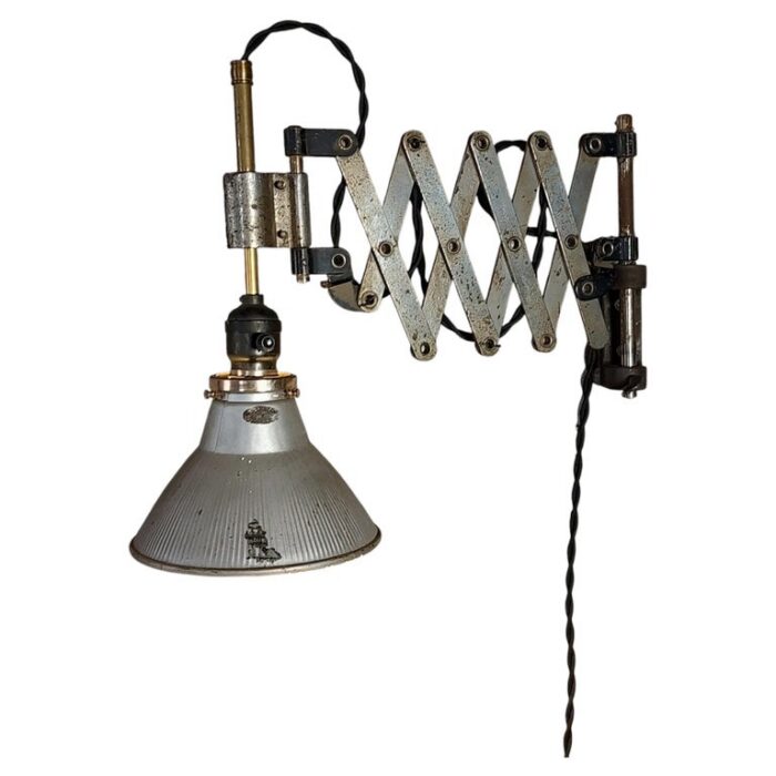 Antique Scissor Light with Mercury Glass Shade